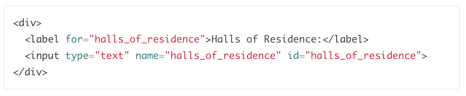 Code markup for adding labels to your forms